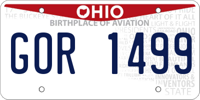 OH license plate GOR1499