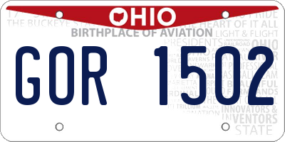 OH license plate GOR1502