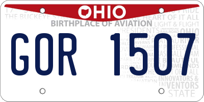 OH license plate GOR1507