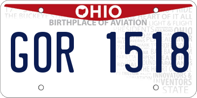 OH license plate GOR1518
