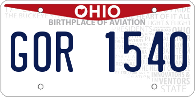 OH license plate GOR1540
