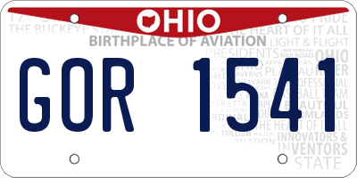 OH license plate GOR1541