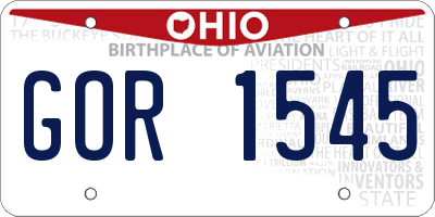 OH license plate GOR1545