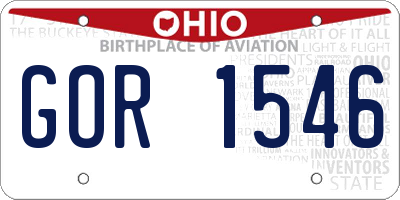 OH license plate GOR1546