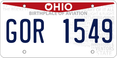 OH license plate GOR1549