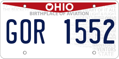 OH license plate GOR1552