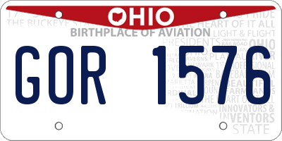 OH license plate GOR1576