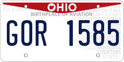 OH license plate GOR1585
