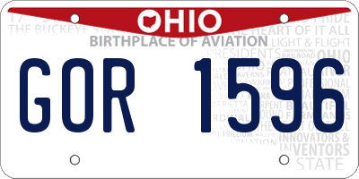 OH license plate GOR1596