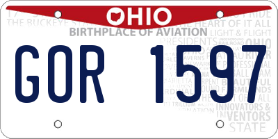 OH license plate GOR1597