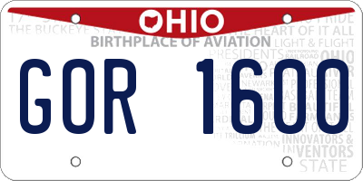 OH license plate GOR1600