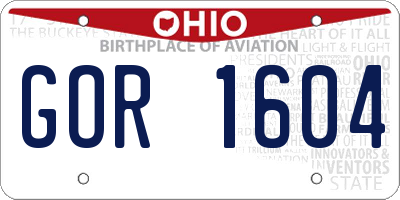 OH license plate GOR1604