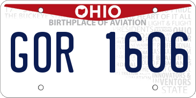 OH license plate GOR1606
