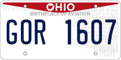 OH license plate GOR1607