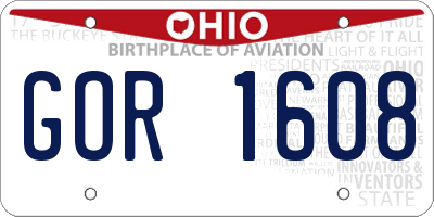 OH license plate GOR1608
