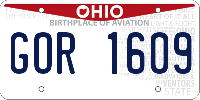 OH license plate GOR1609