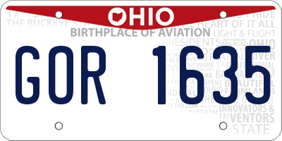 OH license plate GOR1635