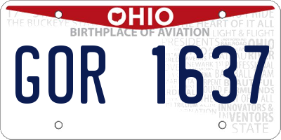 OH license plate GOR1637
