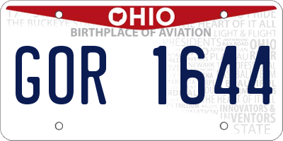 OH license plate GOR1644