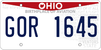 OH license plate GOR1645