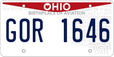 OH license plate GOR1646