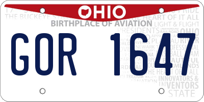 OH license plate GOR1647