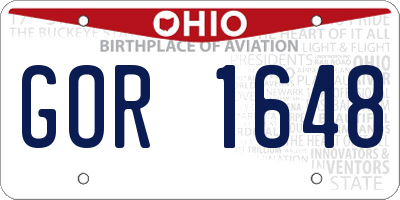 OH license plate GOR1648