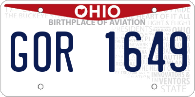 OH license plate GOR1649