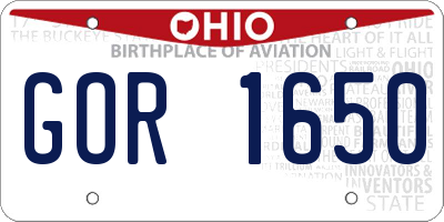 OH license plate GOR1650