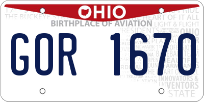 OH license plate GOR1670