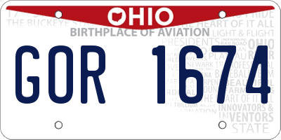 OH license plate GOR1674