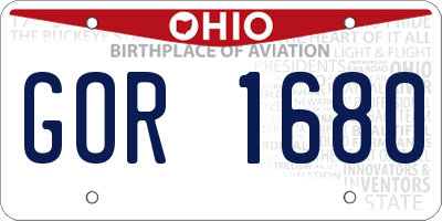 OH license plate GOR1680
