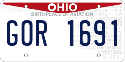 OH license plate GOR1691