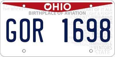 OH license plate GOR1698