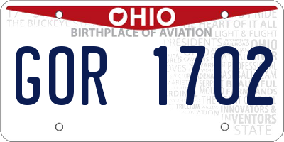 OH license plate GOR1702