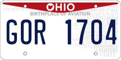 OH license plate GOR1704