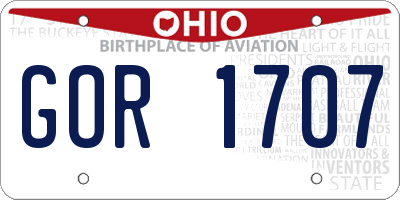 OH license plate GOR1707