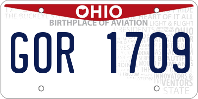 OH license plate GOR1709