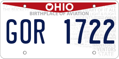 OH license plate GOR1722