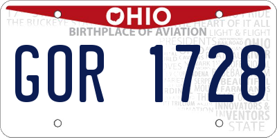 OH license plate GOR1728