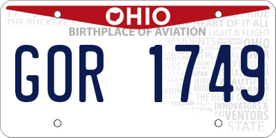 OH license plate GOR1749