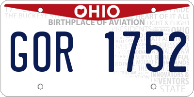 OH license plate GOR1752