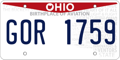 OH license plate GOR1759