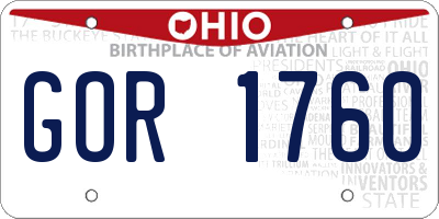 OH license plate GOR1760
