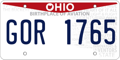 OH license plate GOR1765