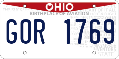 OH license plate GOR1769