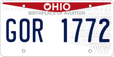OH license plate GOR1772