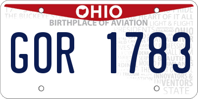 OH license plate GOR1783
