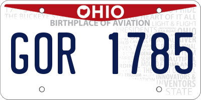 OH license plate GOR1785