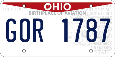 OH license plate GOR1787